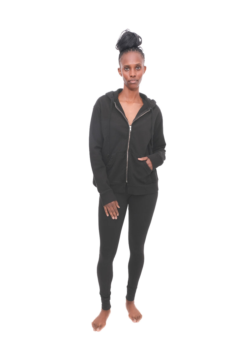 Zipper Hoody, Black - 100% Organic Cotton Loungewear | Domi – D o m i