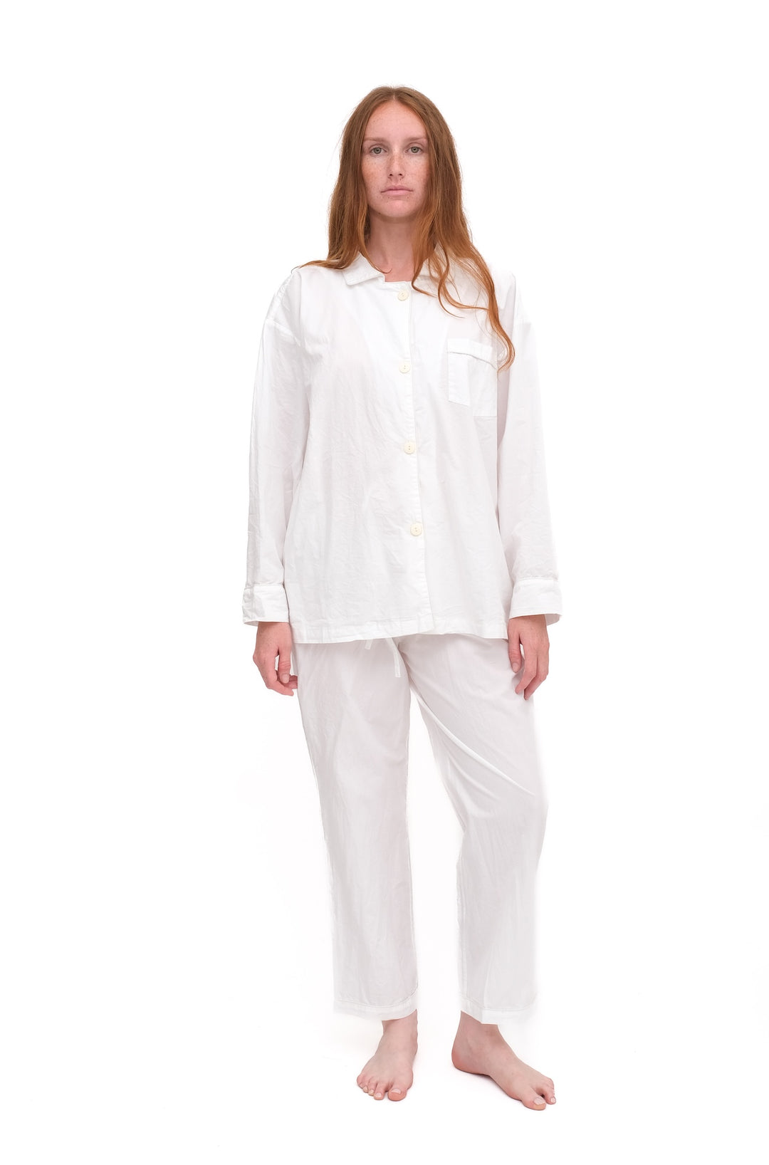 Oversize Pajama Set, White - 100% Organic Cotton Sleepwear | Domi