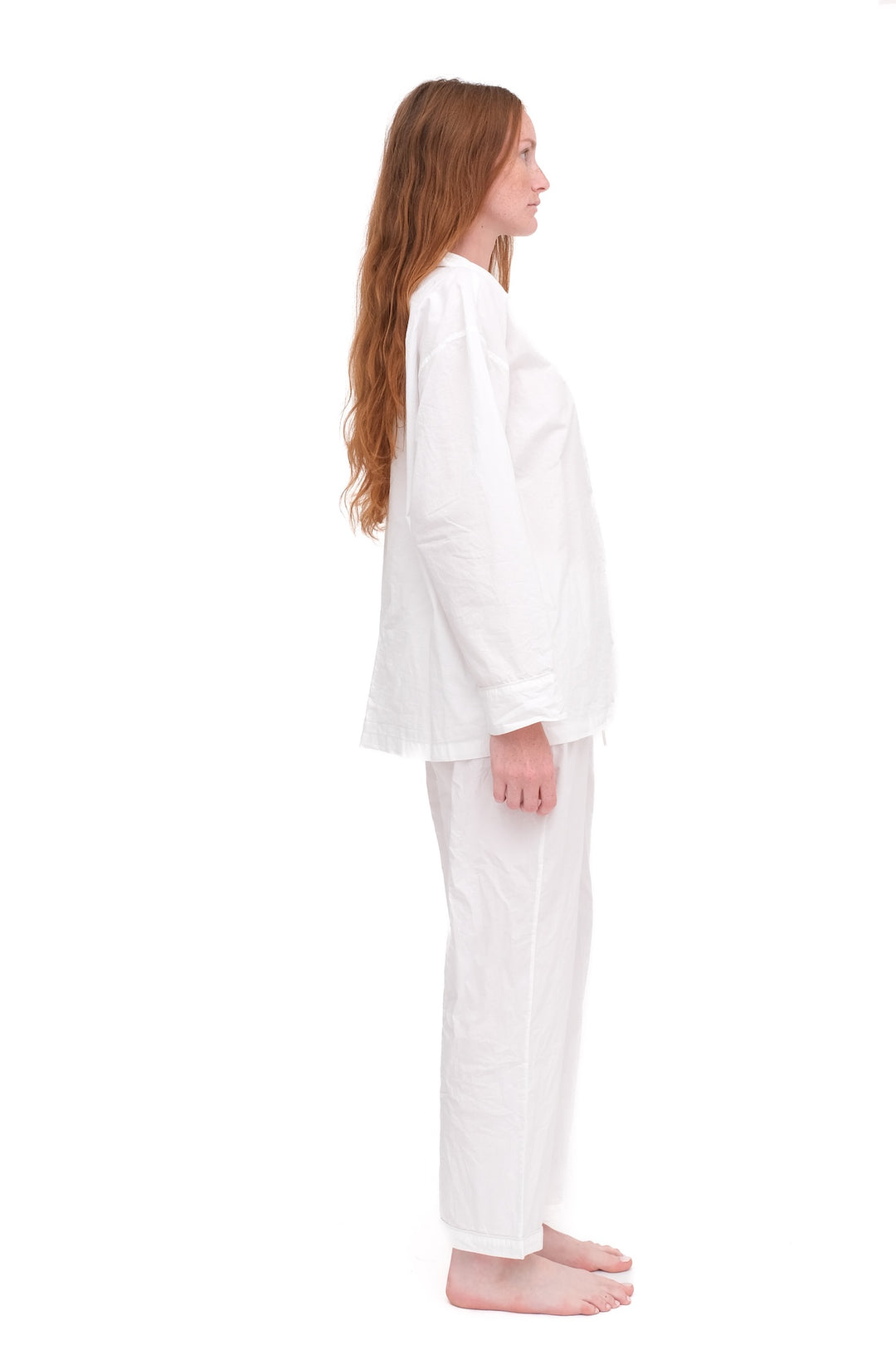 Oversize Pajama Set, White - 100% Organic Cotton Sleepwear | Domi