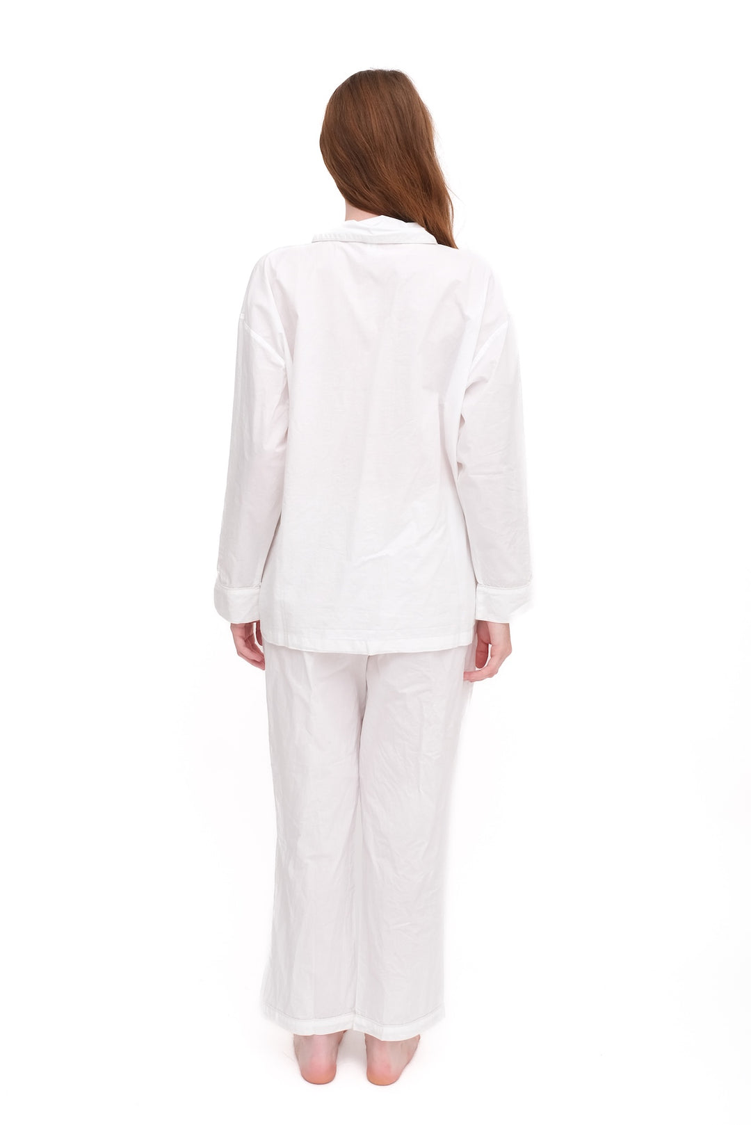 Oversize Pajama Set, White - 100% Organic Cotton Sleepwear | Domi