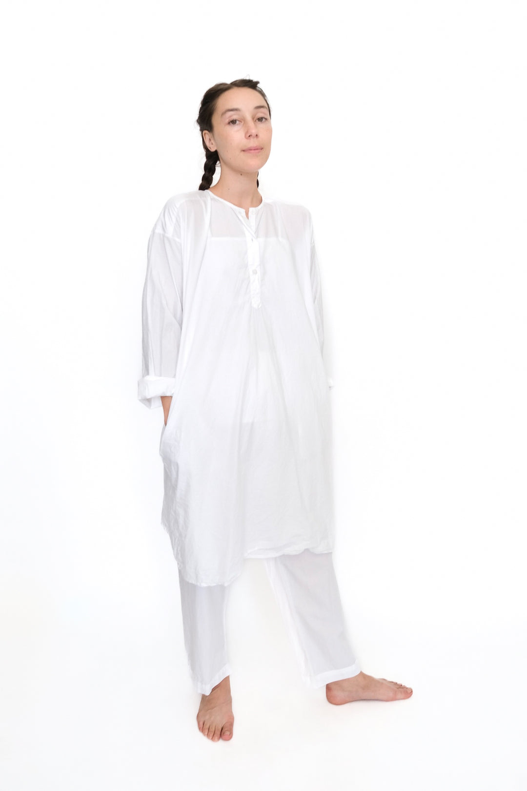 Sleep Smock, White - 100% Organic Cotton Sleepwear | Domi – D o m i